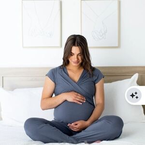 Kindred Bravely Light Blue Nursing/ Maternity Pajama Set W/ Pockets